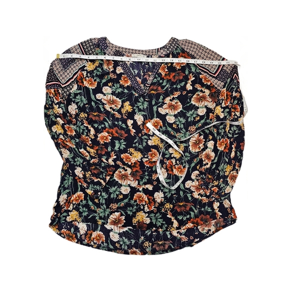 Jodifl Boho Oversized Bubble Sleeved Blue Floral Blouse Top Size S V-Neck Long - Picture 11 of 16